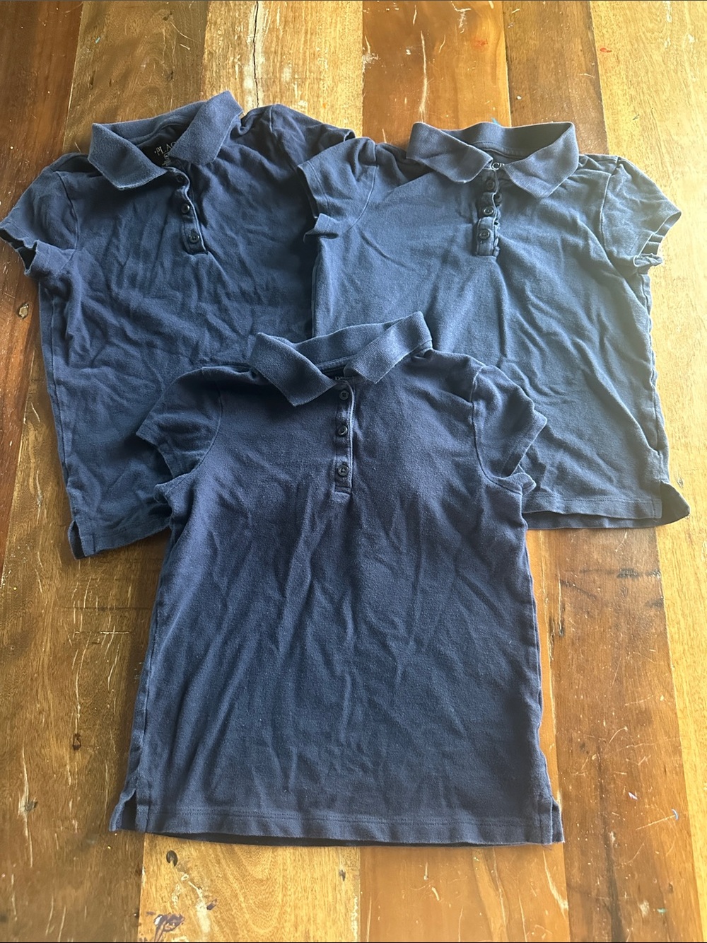 Place Girls' Navy Short-Sleeve Polo Tops - Set of 3